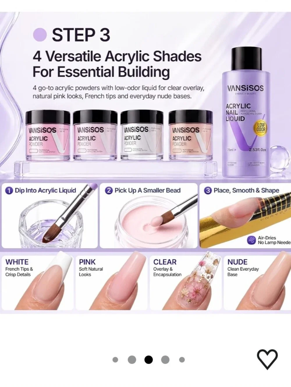 Acrylic Nail Kit for Beginners: Professional Acrylic Powder and Liquid UV Lamp